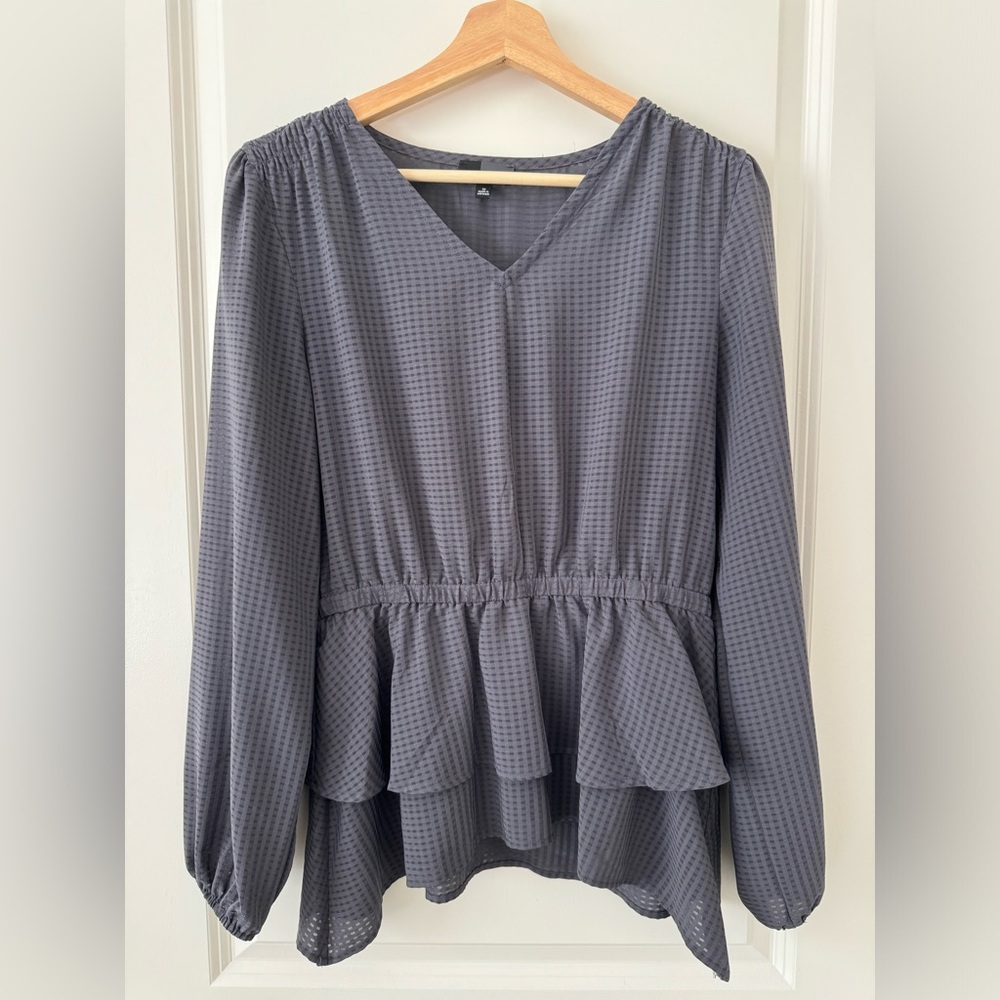 The Limited Women’s Long Sleeve Peplum Blouse/Top, Gray - Size M